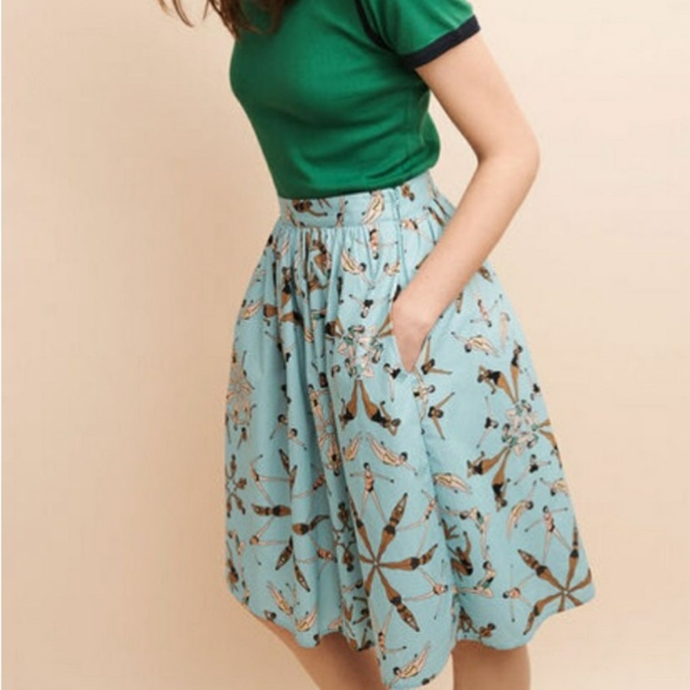 ModCloth x Dupenny Light Blue Synchronized Swimmers Skirt Size XL with Pockets